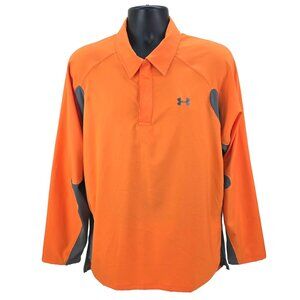 Under Armour Coaching Warmup Pullover Mens Large Orange Gray Long Sleeve Shirt